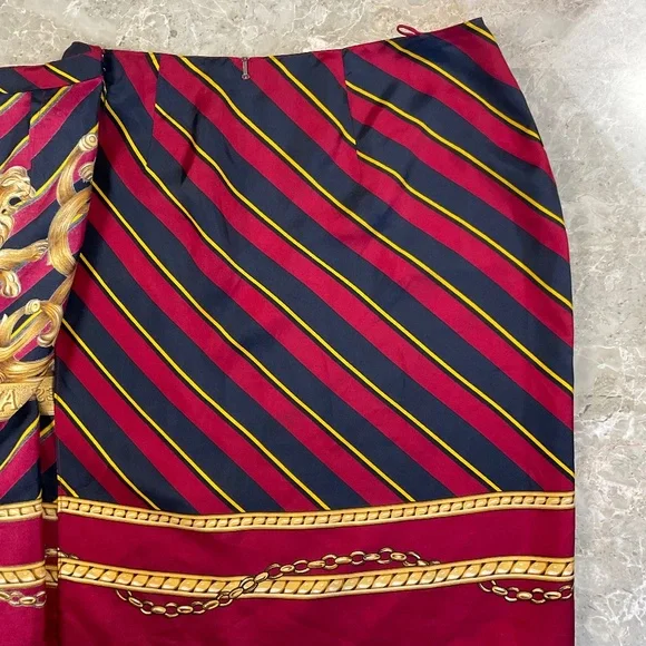 Ralph Lauren Blue Label Lion Heraldry Crest  100% Silk Wrap Skirt Small - Picture 7 of 14